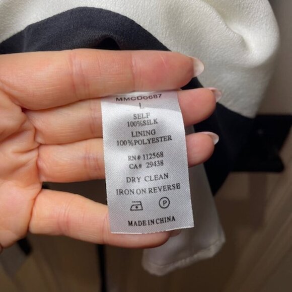 MM Couture Dress Black and White Mod Print 100% Silk Size Large - Picture 5 of 6